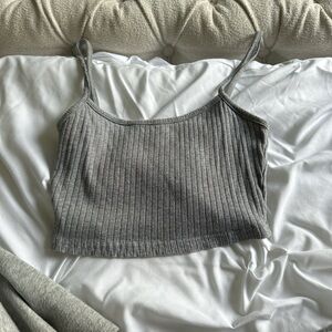 SHEIN Gray Ribbed Sleeveless Camisole Crop Top